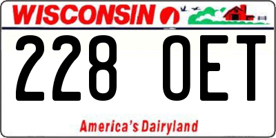 WI license plate 228OET