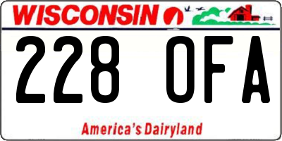 WI license plate 228OFA