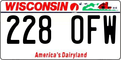 WI license plate 228OFW