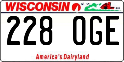 WI license plate 228OGE