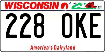 WI license plate 228OKE