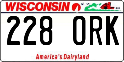 WI license plate 228ORK