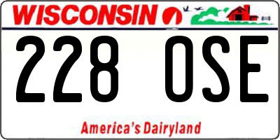 WI license plate 228OSE