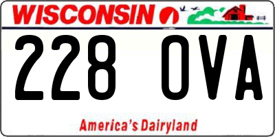 WI license plate 228OVA
