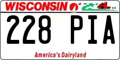 WI license plate 228PIA