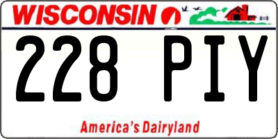 WI license plate 228PIY