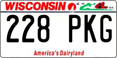 WI license plate 228PKG