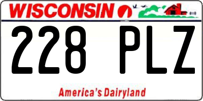 WI license plate 228PLZ