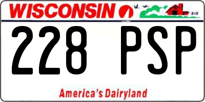 WI license plate 228PSP