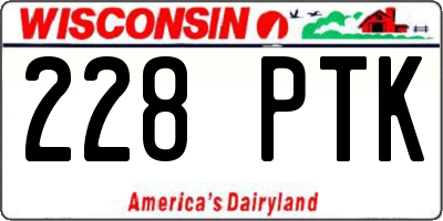 WI license plate 228PTK