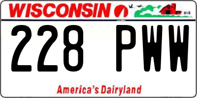 WI license plate 228PWW