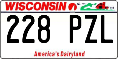 WI license plate 228PZL
