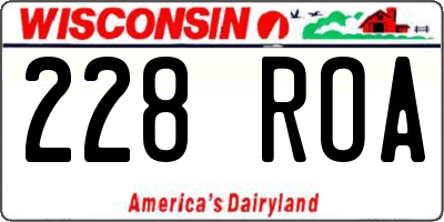 WI license plate 228ROA