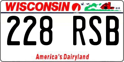 WI license plate 228RSB