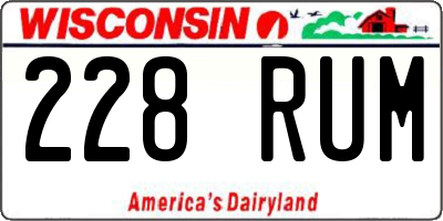WI license plate 228RUM