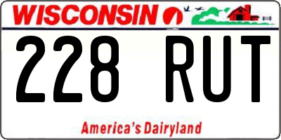 WI license plate 228RUT