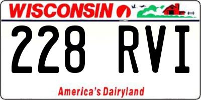 WI license plate 228RVI