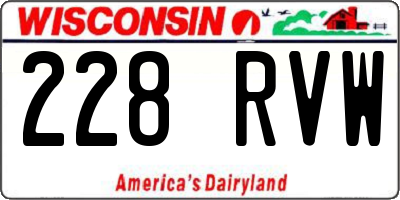 WI license plate 228RVW
