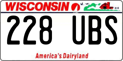 WI license plate 228UBS