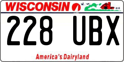 WI license plate 228UBX