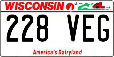 WI license plate 228VEG