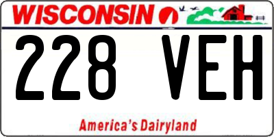WI license plate 228VEH