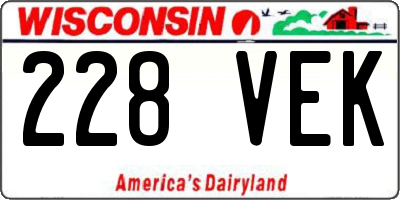 WI license plate 228VEK