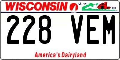 WI license plate 228VEM