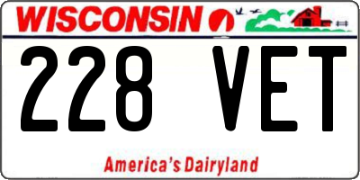WI license plate 228VET