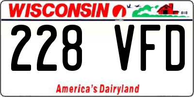 WI license plate 228VFD