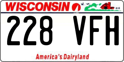 WI license plate 228VFH