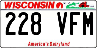 WI license plate 228VFM