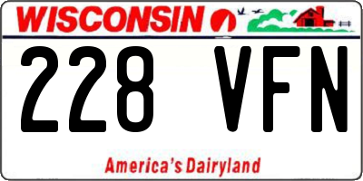 WI license plate 228VFN