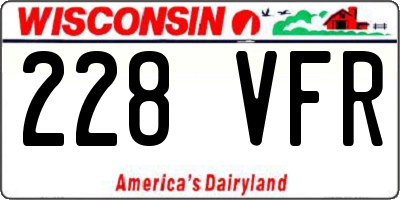 WI license plate 228VFR