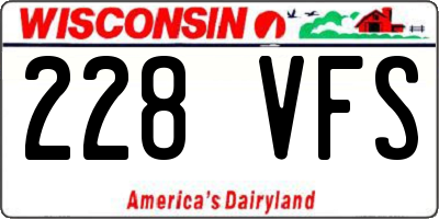 WI license plate 228VFS
