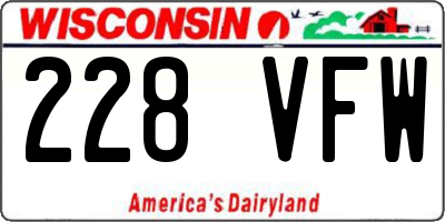 WI license plate 228VFW