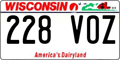 WI license plate 228VOZ