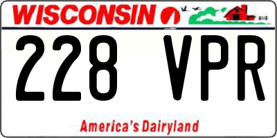 WI license plate 228VPR