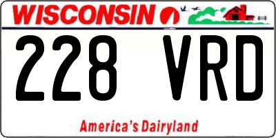 WI license plate 228VRD