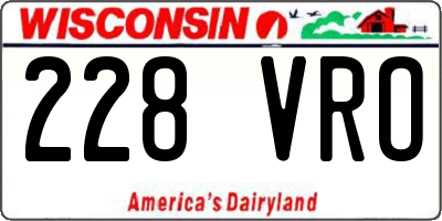 WI license plate 228VRO