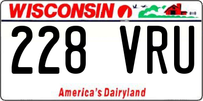 WI license plate 228VRU