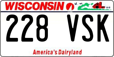 WI license plate 228VSK