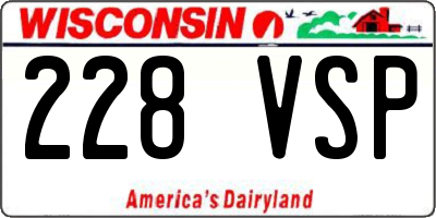 WI license plate 228VSP