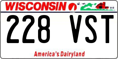 WI license plate 228VST