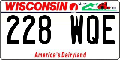WI license plate 228WQE