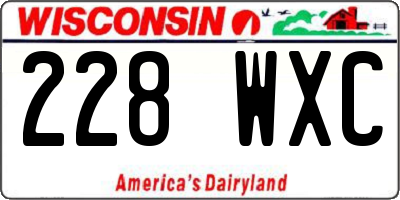 WI license plate 228WXC