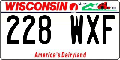 WI license plate 228WXF
