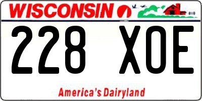 WI license plate 228XOE