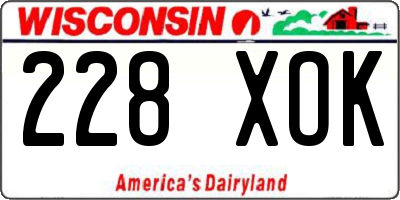 WI license plate 228XOK