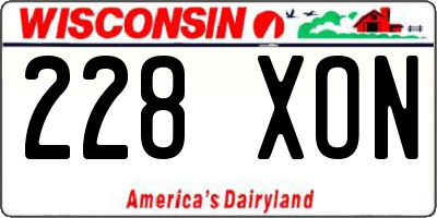 WI license plate 228XON